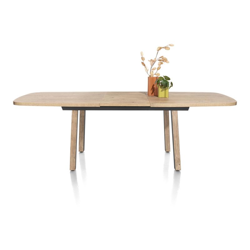Pavarotti, table à rallonge 190 (+ 60) x 110 cm - 4 pieds métal avec accents bois - Henders and Hazel