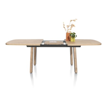 Pavarotti, table à rallonge 190 (+ 60) x 110 cm - 4 pieds métal avec accents bois - Henders and Hazel