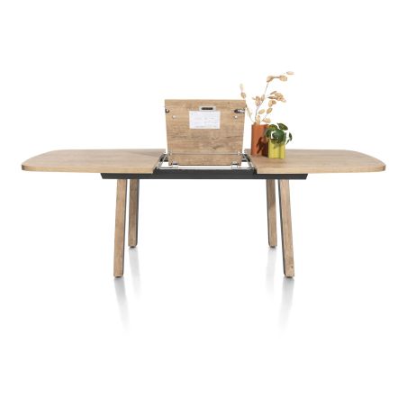 Pavarotti, table à rallonge 190 (+ 60) x 110 cm - 4 pieds métal avec accents bois - Henders and Hazel