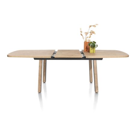 Pavarotti, table à rallonge 190 (+ 60) x 110 cm - 4 pieds métal avec accents bois - Henders and Hazel
