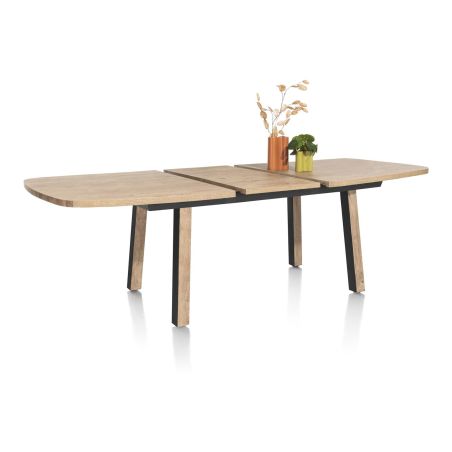 Pavarotti, table à rallonge 190 (+ 60) x 110 cm - 4 pieds métal avec accents bois - Henders and Hazel