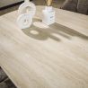 Table ovale SILAS 215 cm en céramique 3D travertin avec piètement en métal