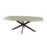 Table ovale SILAS 215 cm en céramique 3D travertin avec piètement en métal