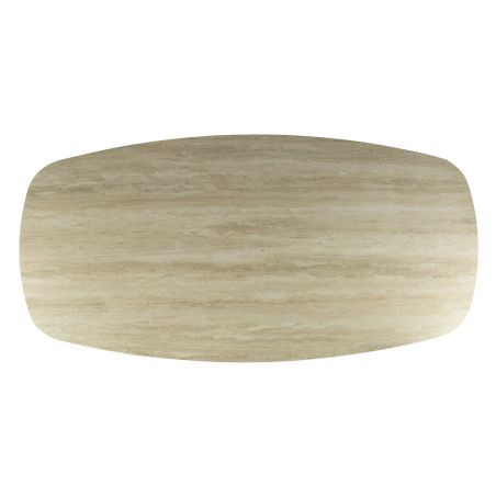 Table ovale SILAS 215 cm en céramique 3D travertin avec piètement en métal