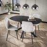 Table ovale 150 cm HERMAN en décor céramique avec pied central en métal