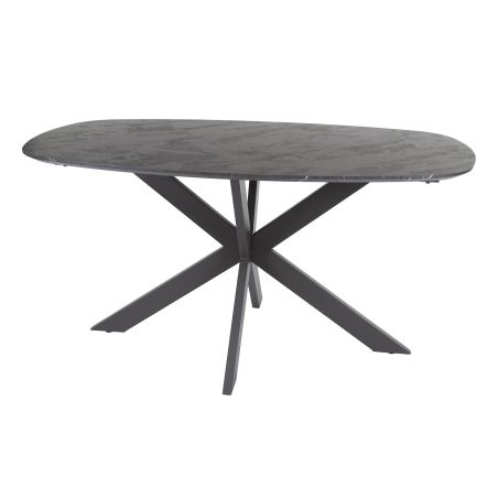 Table ovale 150 cm HERMAN en décor céramique avec pied central en métal