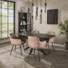 Table ovale 180 cm HERMAN en décor céramique avec pied central en métal