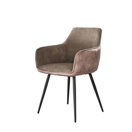 Chaise avec accoudoirs RICARDO en tissu rib cotelé - proposée en 3 coloris