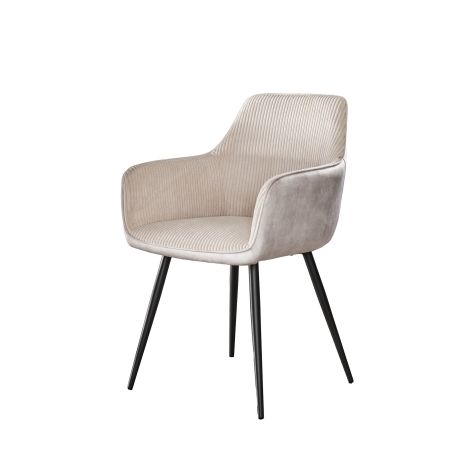 Chaise avec accoudoirs RICARDO en tissu rib cotelé - proposée en 3 coloris