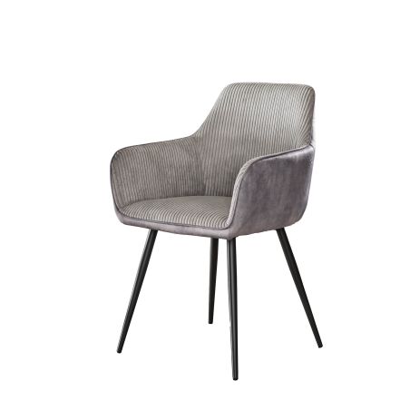 Chaise avec accoudoirs RICARDO en tissu rib cotelé - proposée en 3 coloris