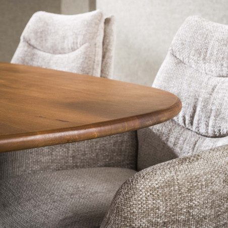 Table ovale 215 cm CLIFFORD en bois de manguier massif avec pied central en métal