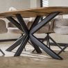 Table ovale 215 cm CLIFFORD en bois de manguier massif avec pied central en métal