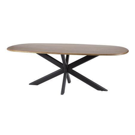 Table ovale 215 cm CLIFFORD en bois de manguier massif avec pied central en métal
