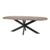 Table ovale 215 cm CLIFFORD en bois de manguier massif avec pied central en métal