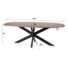 Table ovale 215 cm CLIFFORD en bois de manguier massif avec pied central en métal