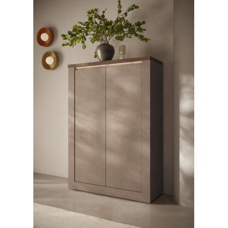 Buffet haut 2 portes CRONOS BRONZE MERCURE avec LED inclus