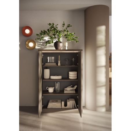 Buffet haut 2 portes CRONOS BRONZE MERCURE avec LED inclus