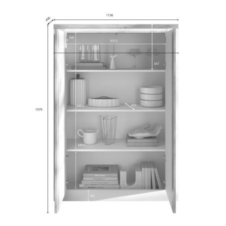Buffet haut 2 portes CRONOS BRONZE MERCURE avec LED inclus