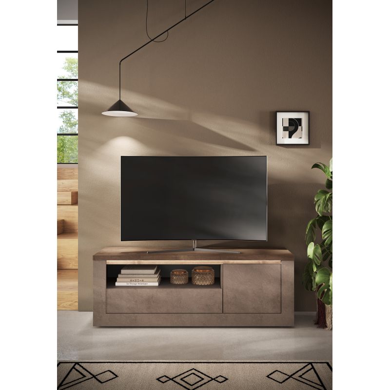 Meuble TV 156 cm CRONOS BRONZE MERCURE avec LED inclus