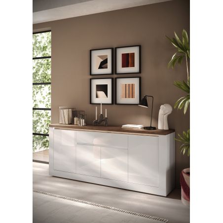 Buffet 4 portes et 1 tiroir CRONOS BLANC MERCURE avec LED inclus
