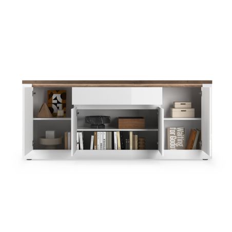 Buffet 4 portes et 1 tiroir CRONOS BLANC MERCURE avec LED inclus