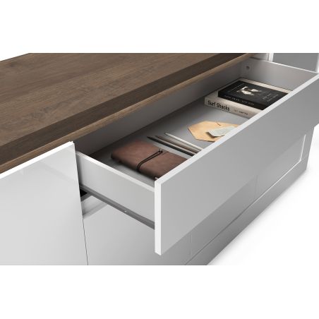 Buffet 4 portes et 1 tiroir CRONOS BLANC MERCURE avec LED inclus