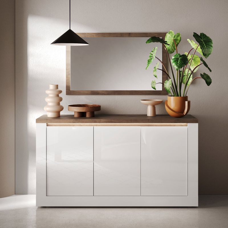 Buffet 3 portes CRONOS BLANC MERCURE avec LED inclus