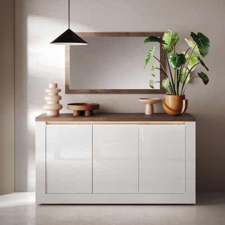 Buffet 3 portes CRONOS BLANC MERCURE avec LED inclus