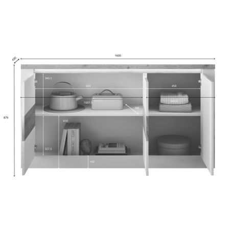 Buffet 3 portes CRONOS BLANC MERCURE avec LED inclus