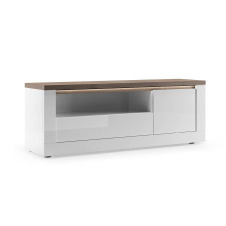 Meuble TV 156 cm CRONOS BLANC MERCURE avec LED inclus