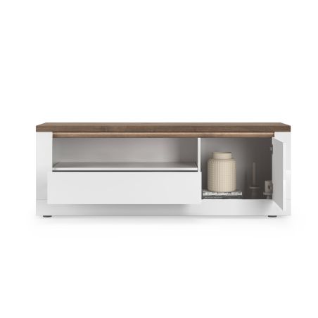 Meuble TV 156 cm CRONOS BLANC MERCURE avec LED inclus