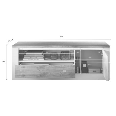 Meuble TV 156 cm CRONOS BLANC MERCURE avec LED inclus