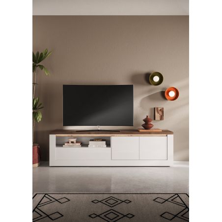 Meuble TV 210 cm CRONOS BLANC MERCURE avec LED inclus