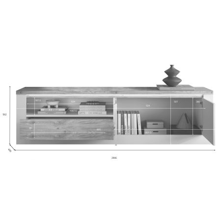 Meuble TV 210 cm CRONOS BLANC MERCURE avec LED inclus