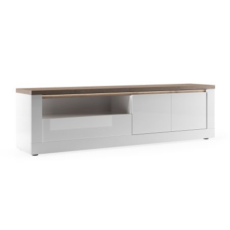 Meuble TV 210 cm CRONOS BLANC MERCURE avec LED inclus