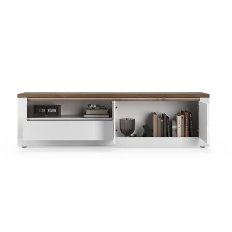 Meuble TV 210 cm CRONOS BLANC MERCURE avec LED inclus