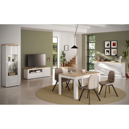 Buffet 4 portes CRONOS BLANC CADIZ avec LED inclus