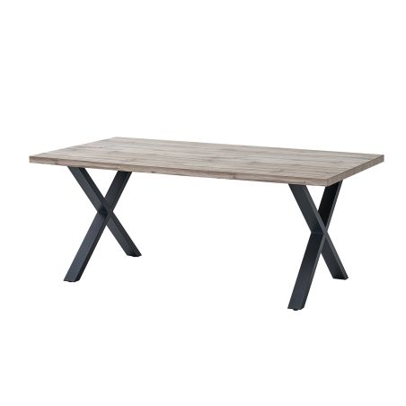 Salle à manger complète CLEMENCE avec table 190 cm et vitrine avec led