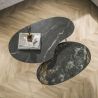 Set de 2 tables basses en forme de reins ATHOS en céramique finition fossil black