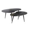 Set de 2 tables basses en forme de reins ATHOS en céramique finition fossil black