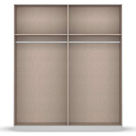 Armoire SCOTT 175 cm en bgris métallique avec 2 portes coulissantes et miroir partiel