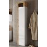 Colonne 1 porte BURGA hauteur 188 cm pour salle de bain en blanc brillant et décor chene cadiz