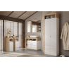 Commode 1 porte BURGA pour salle de bain en blanc brillant et décor chene cadiz