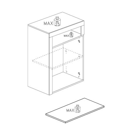 Commode 2 portes BURGA pour salle de bain en blanc brillant et décor chene cadiz
