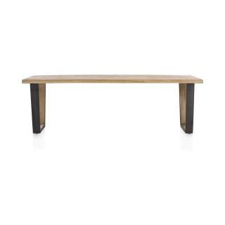 Metalox, table 270 x 100 cm - bords effet tronc d'arbre - pieds V métal et bois - Henders and Hazel