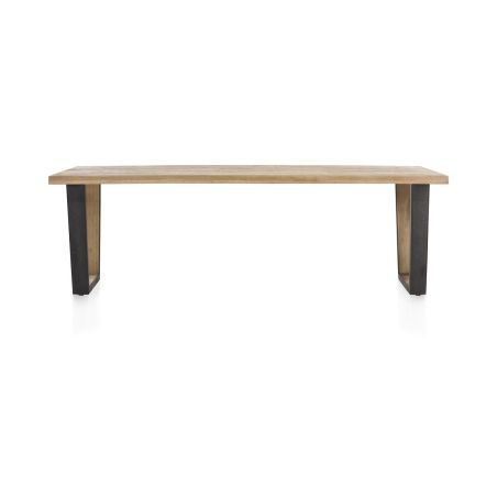 Metalox, table 270 x 100 cm - bords effet tronc d'arbre - pieds V métal et bois - Henders and Hazel