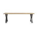 Metalox, table 270 x 100 cm - bords effet tronc d'arbre - pieds X en métal- Henders and Hazel