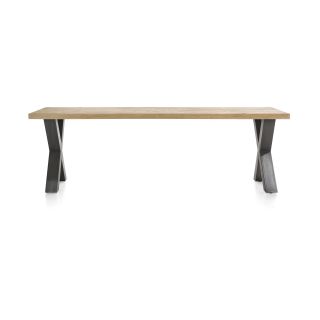 Metalox, table 270 x 100 cm - bords effet tronc d'arbre - pieds X en métal- Henders and Hazel