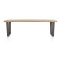 Metalox, table 270 x 100 cm - bords effet tronc d'arbre - pieds V métal - Henders and Hazel