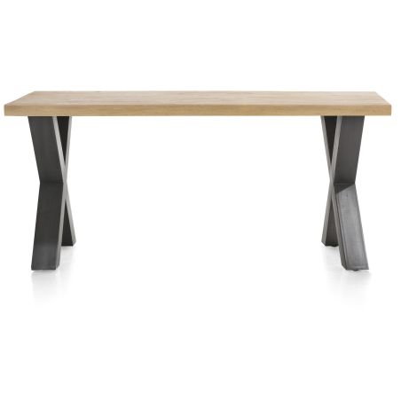 Metalox, table 170 x 100 cm - bords effet tronc d'arbre - pieds X en métal - Henders and Hazel